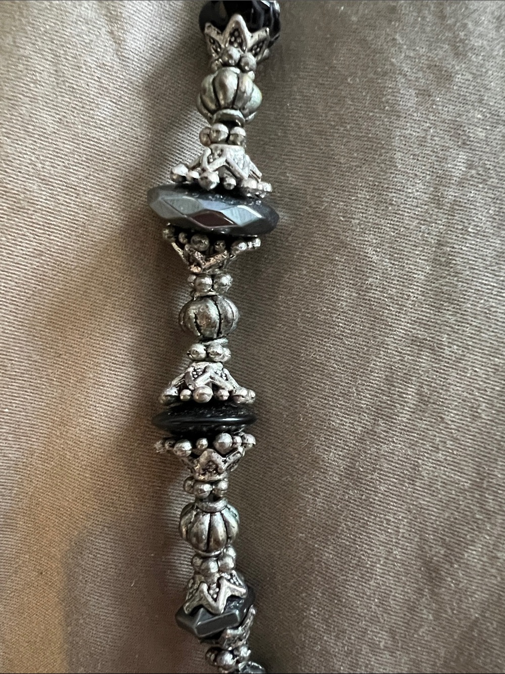 Silver and Black Beaded Necklace - Women Jewelry - Picture 3 of 6